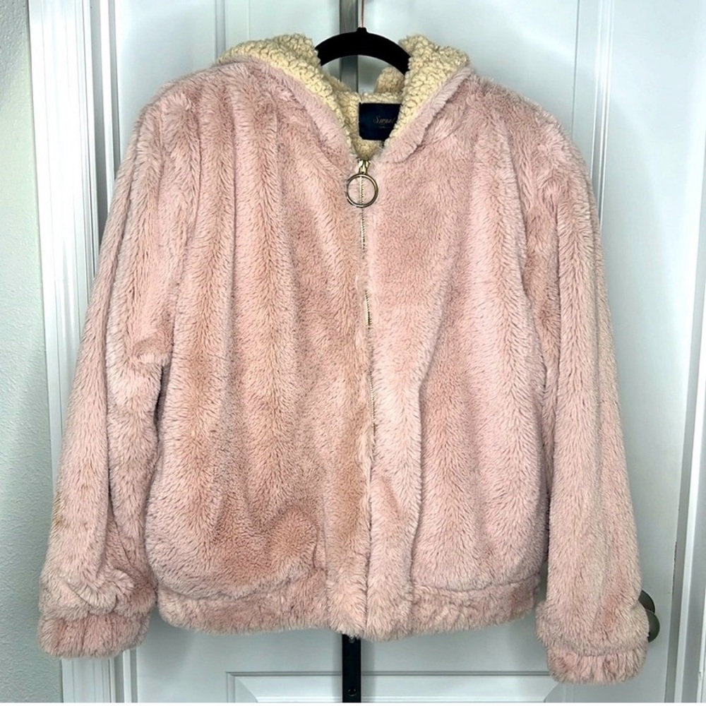 Sweet Rain Faux Fur Sherpa Zip-Up Hoodie